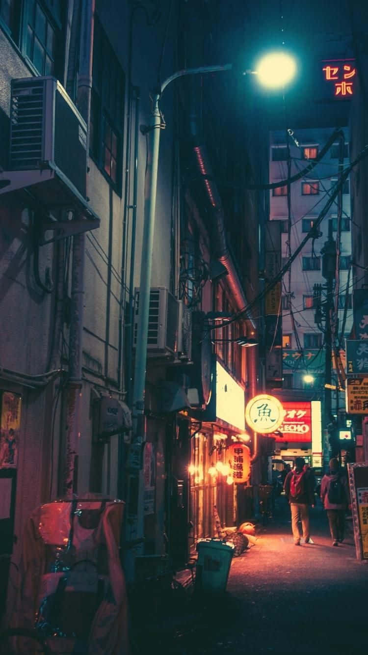 Japanese Phone Dark Street Wallpaper