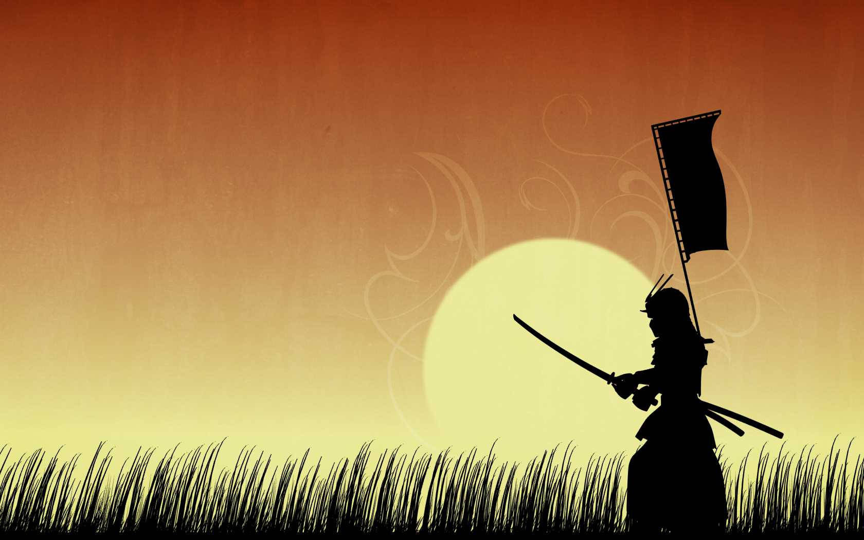 Japanese Samurai Grass Field Training Wallpaper