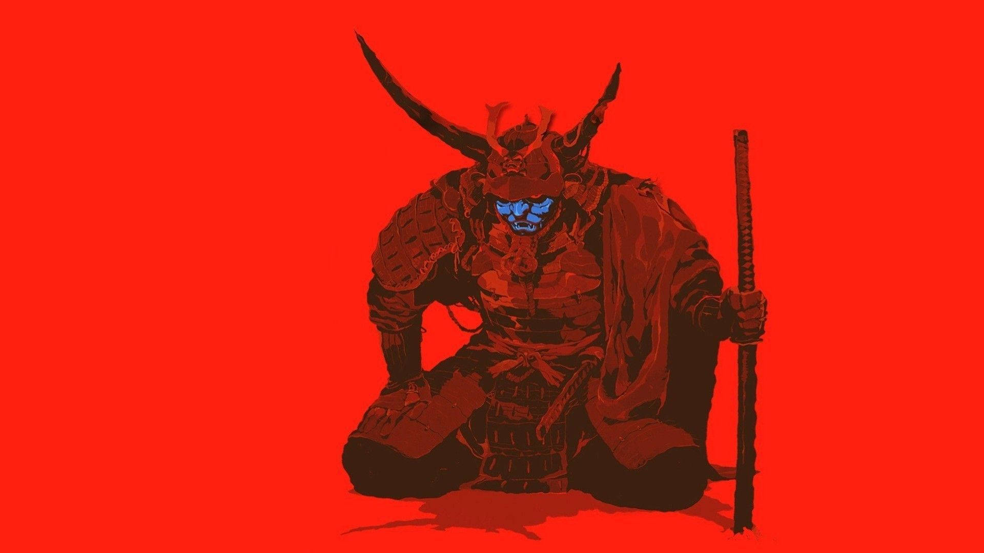 Japanese Samurai Red Theme Wallpaper