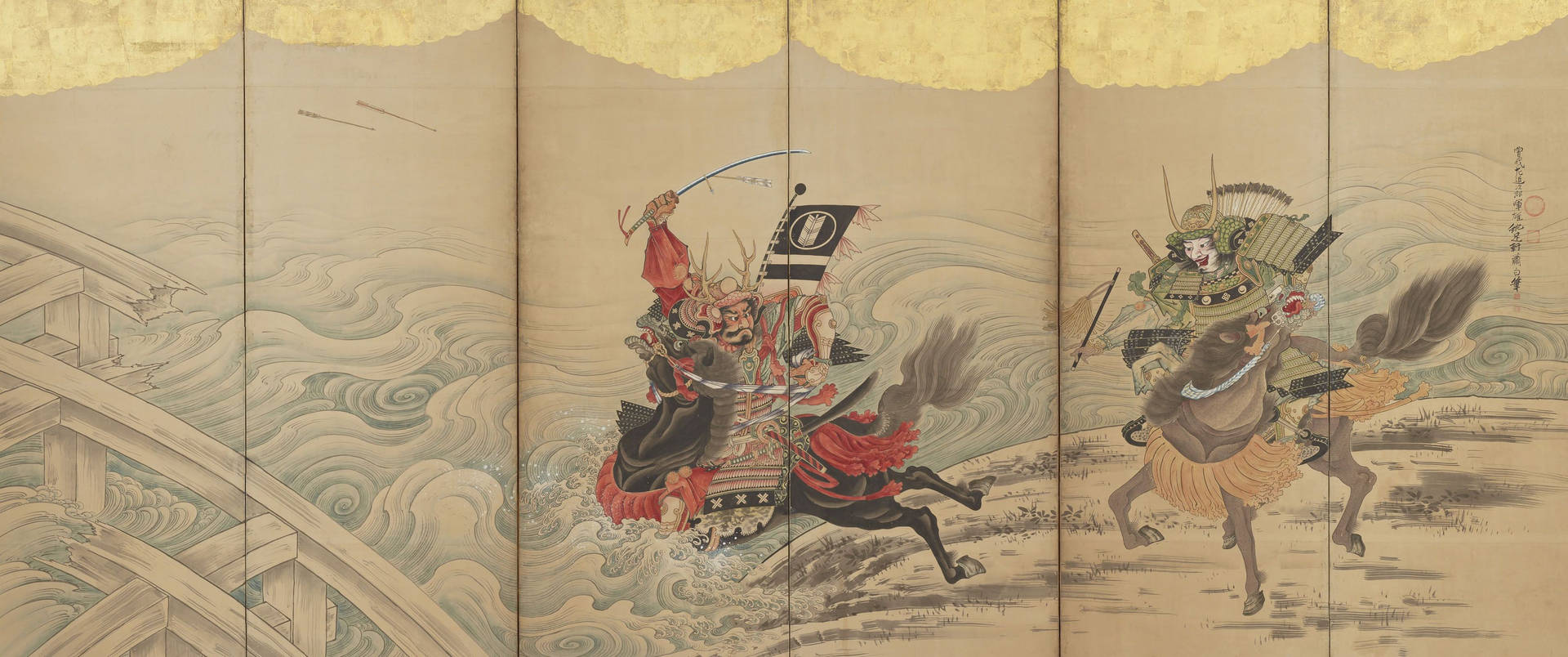 Pittura Tradizionale Samurai Giapponese Sfondo
