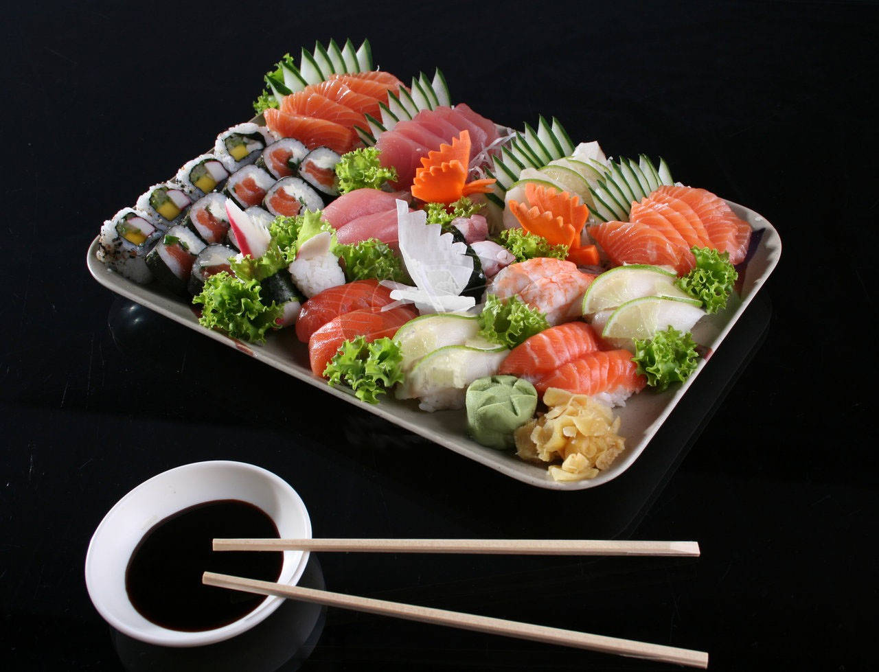 Japanese Sashimi And Sushi Full Platter Wallpaper