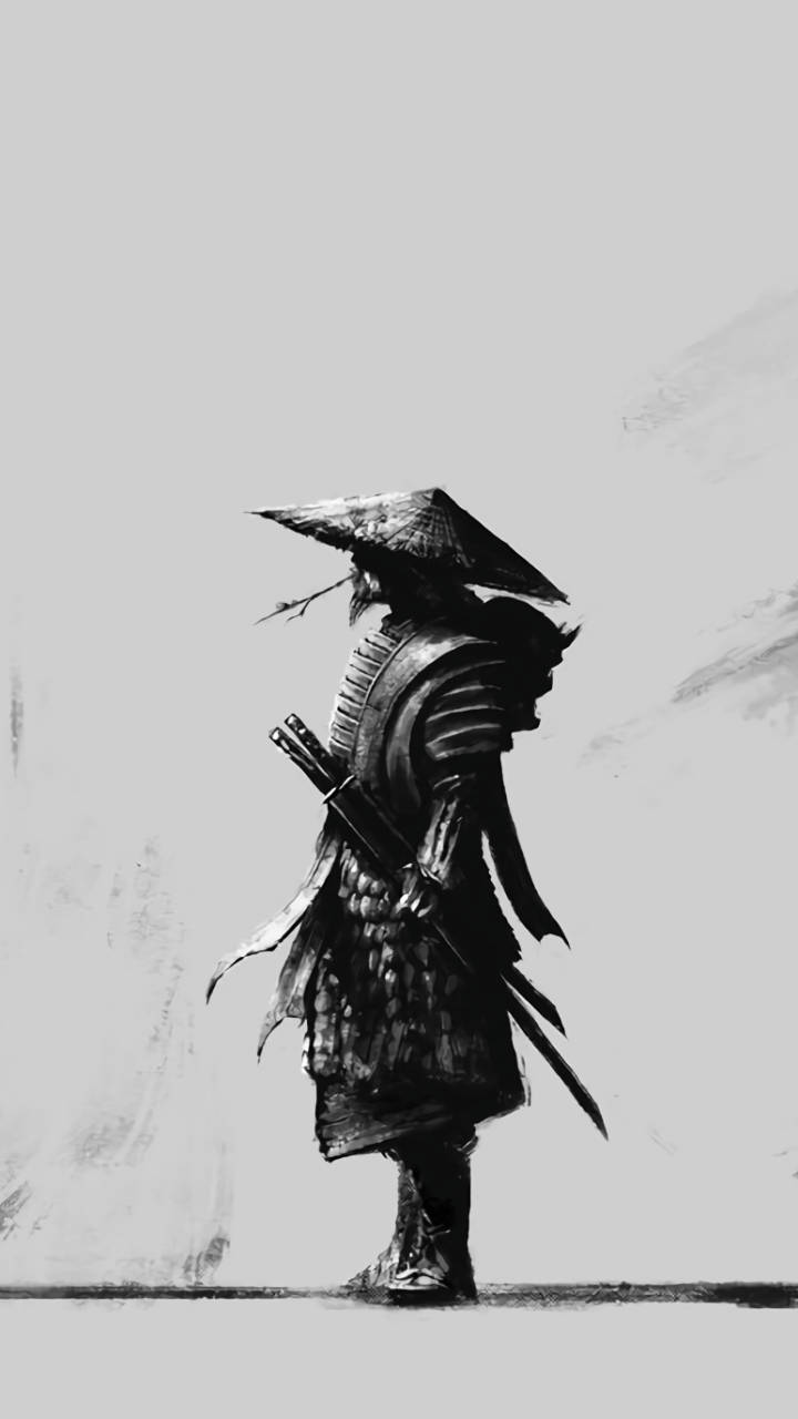 Japanischerkrieger Seppuku In Schwarz Und Weiß Wallpaper