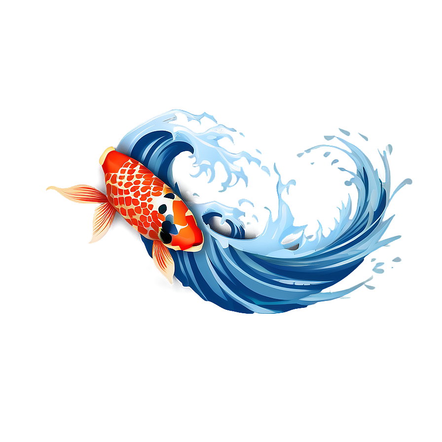 Japanese Wave And Koi Fish Png 06242024 PNG