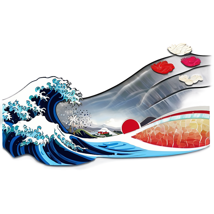 Japanese Wave Background Png 06242024 PNG