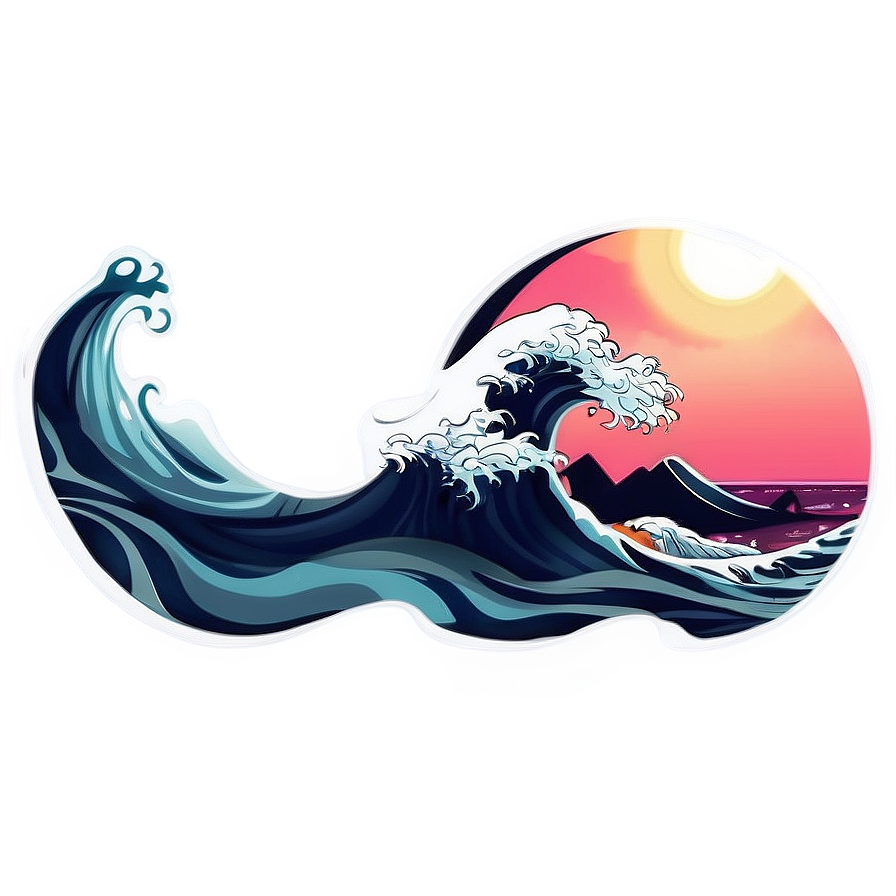 Japanese Wave Sunset Png 06242024 PNG