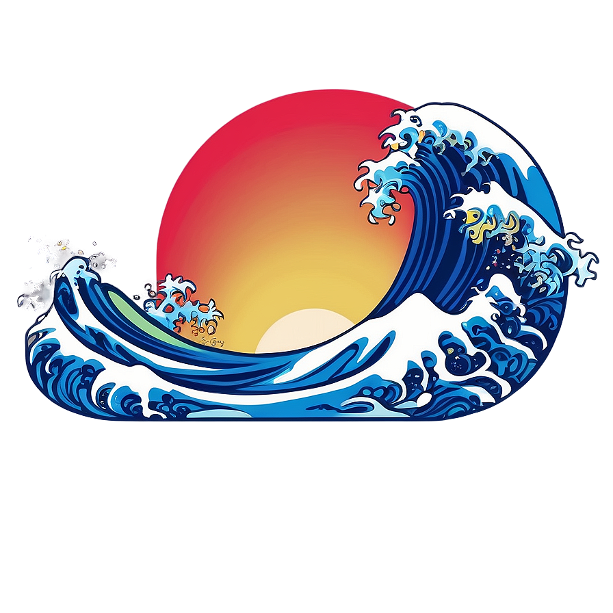 Japanese Wave Sunset Png Wjg PNG