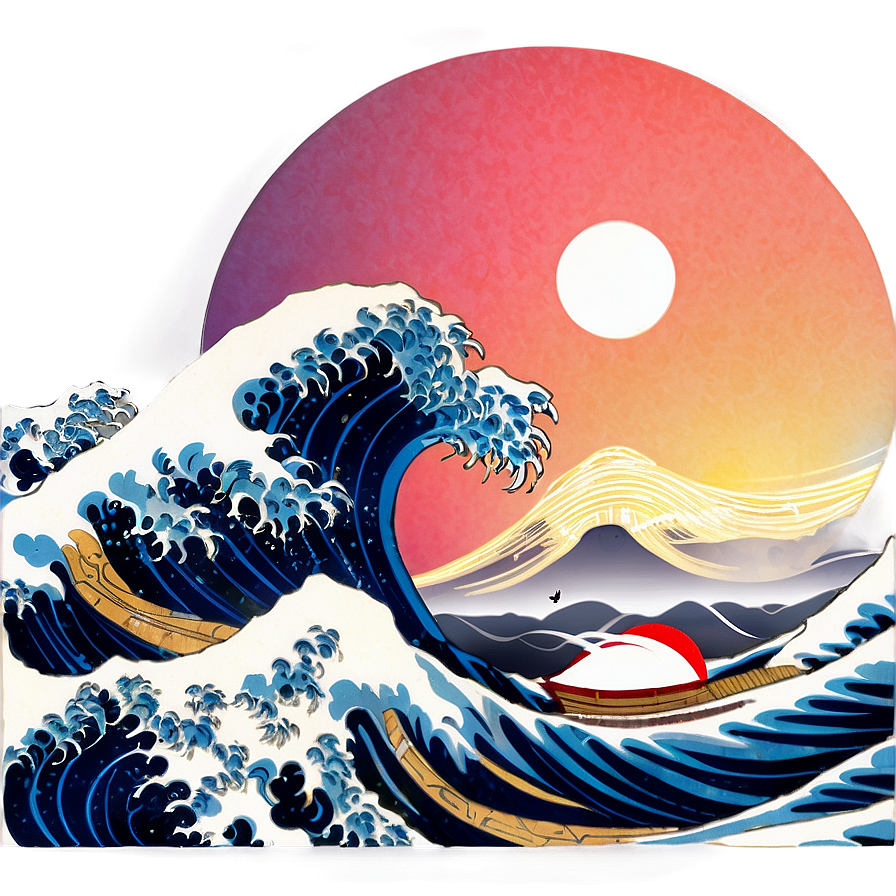 Japanese Wave Sunset Png Ytw PNG