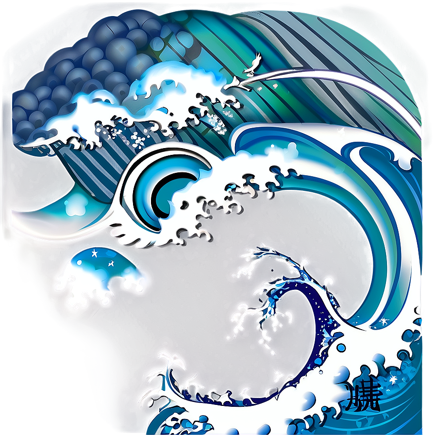 Japanese Wave Tattoo Design Png Kbh64 PNG