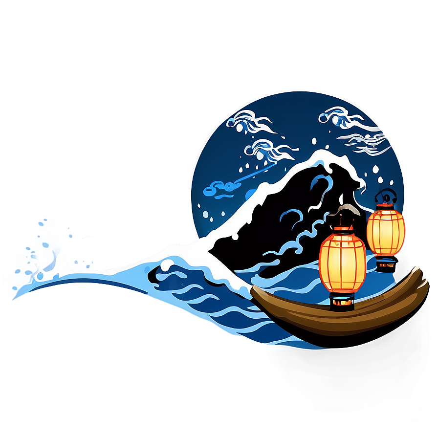 Japanese Wave With Lanterns Png Eye PNG