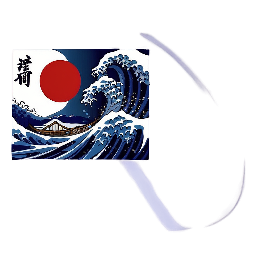 Japanese Wave With Samurai Png 06242024 PNG