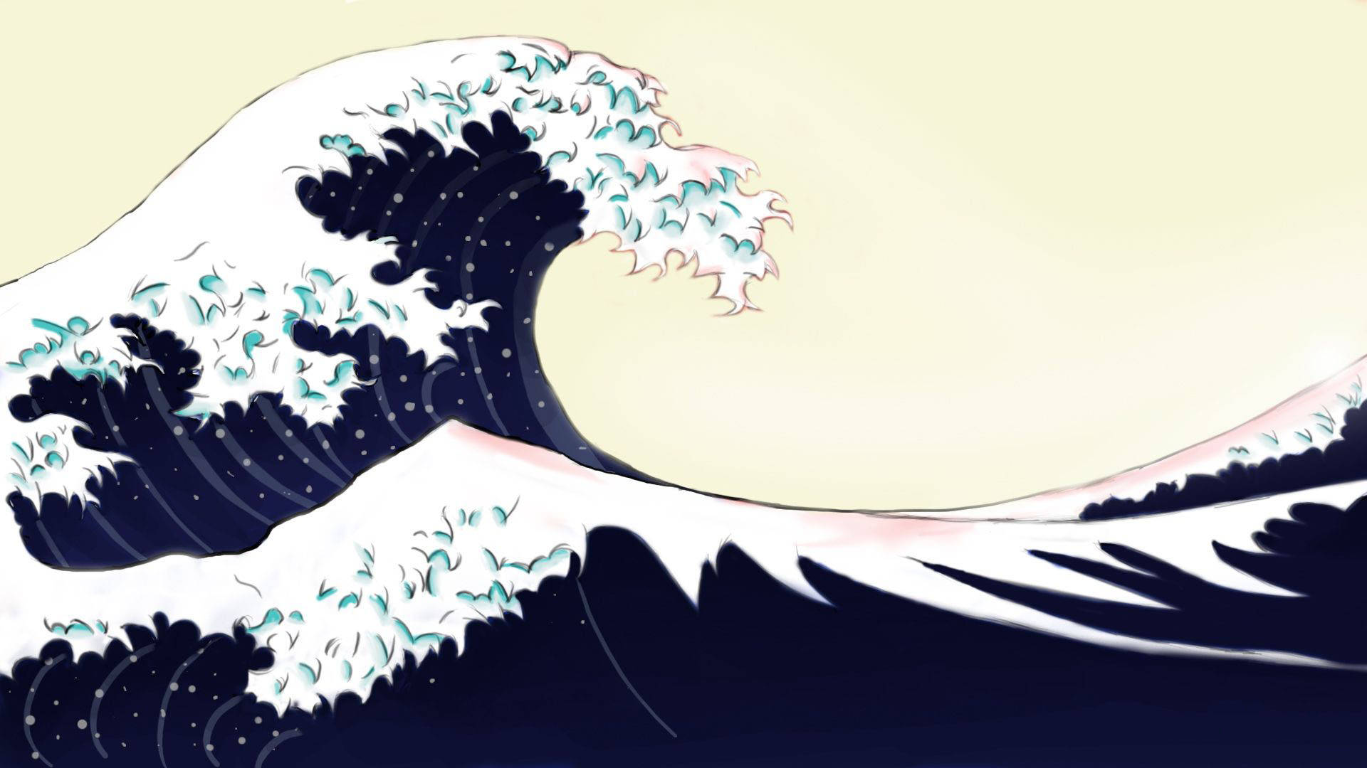 Japanese Wave Yellow Background Wallpaper