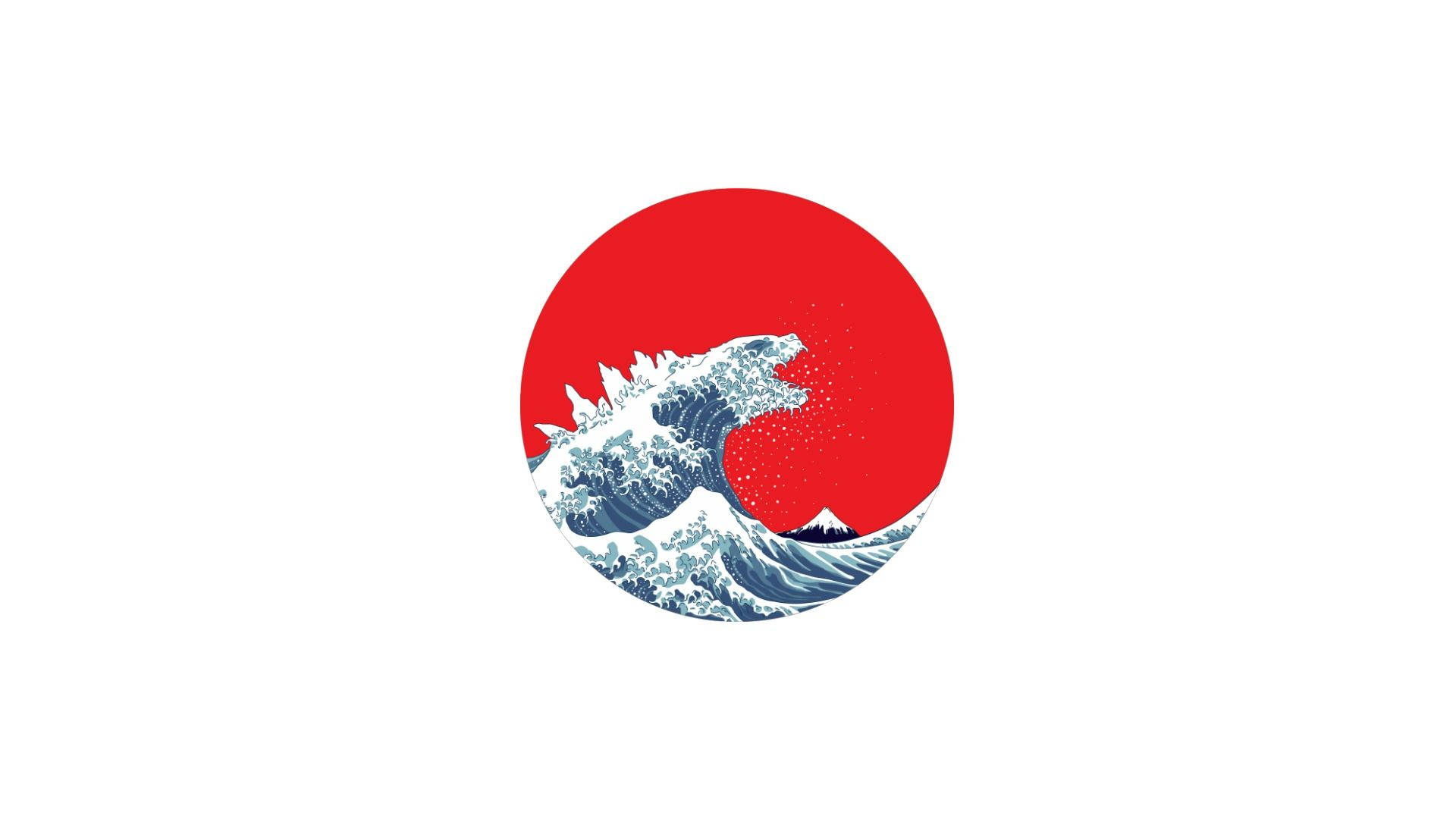 Japanskavågor Och Godzilla. Wallpaper