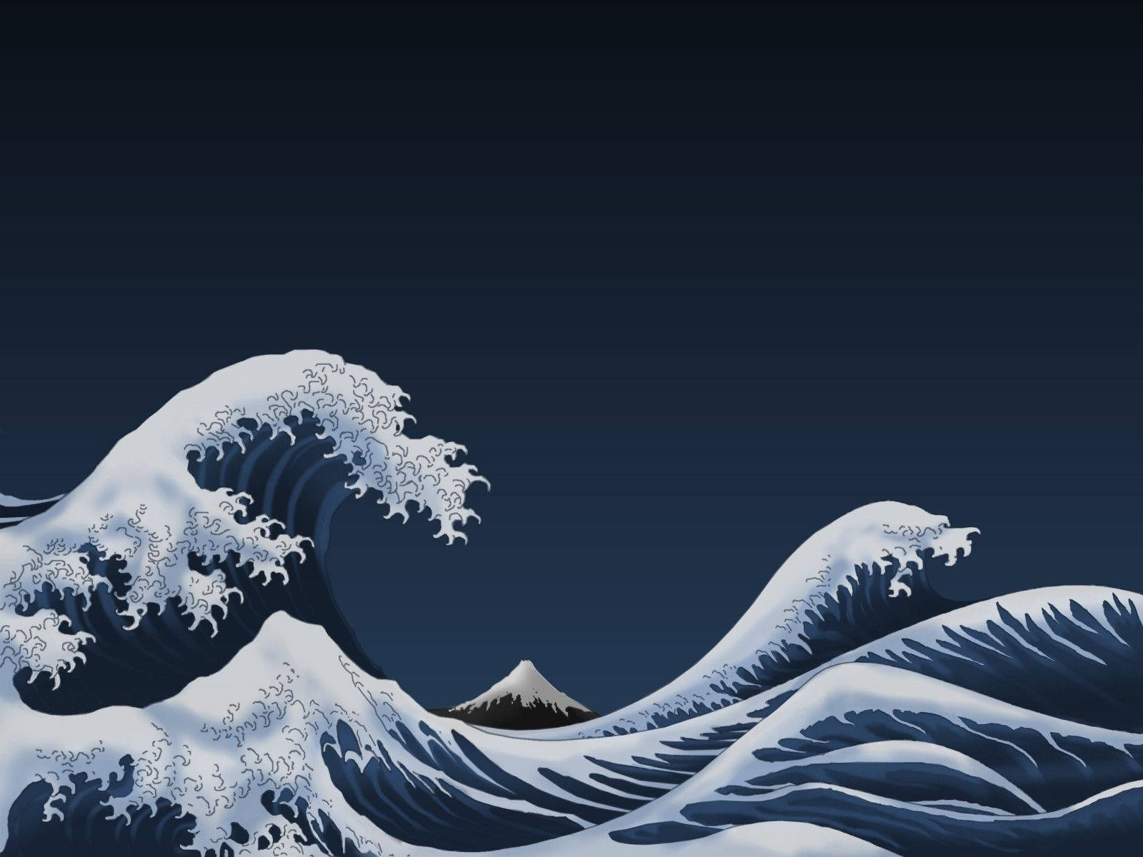 Japanese Waves Graphic Art Wallpaper