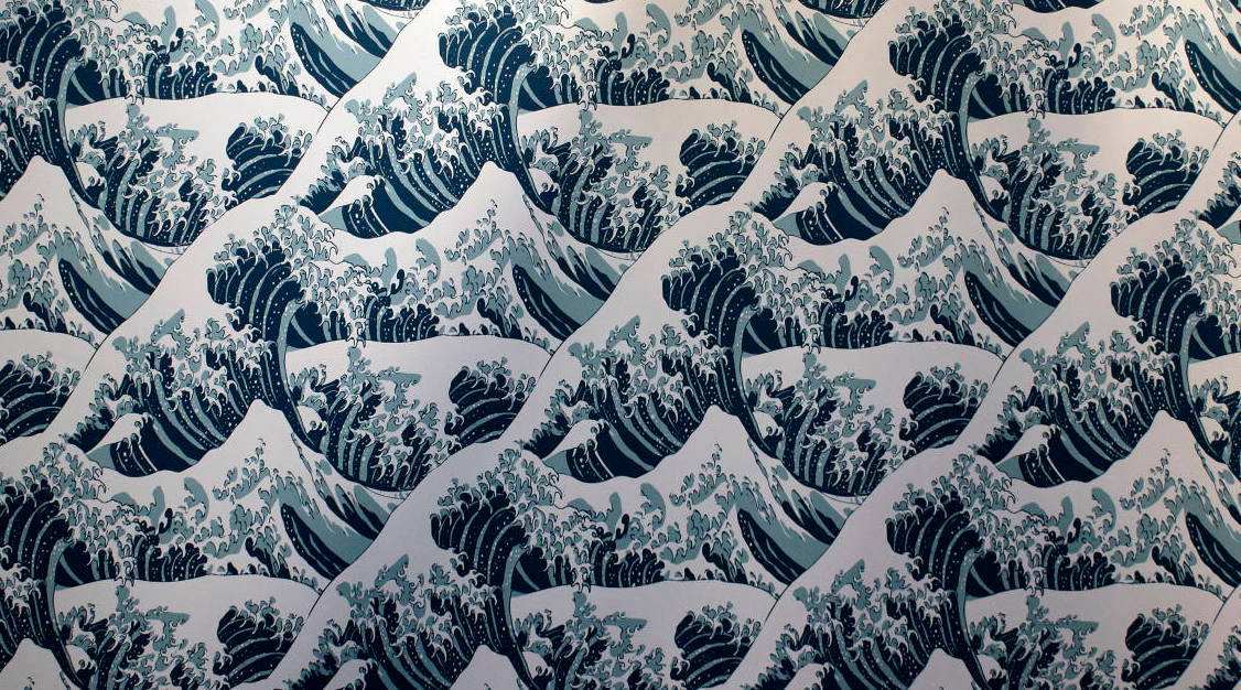 Japansk Bølger Mønster Wallpaper
