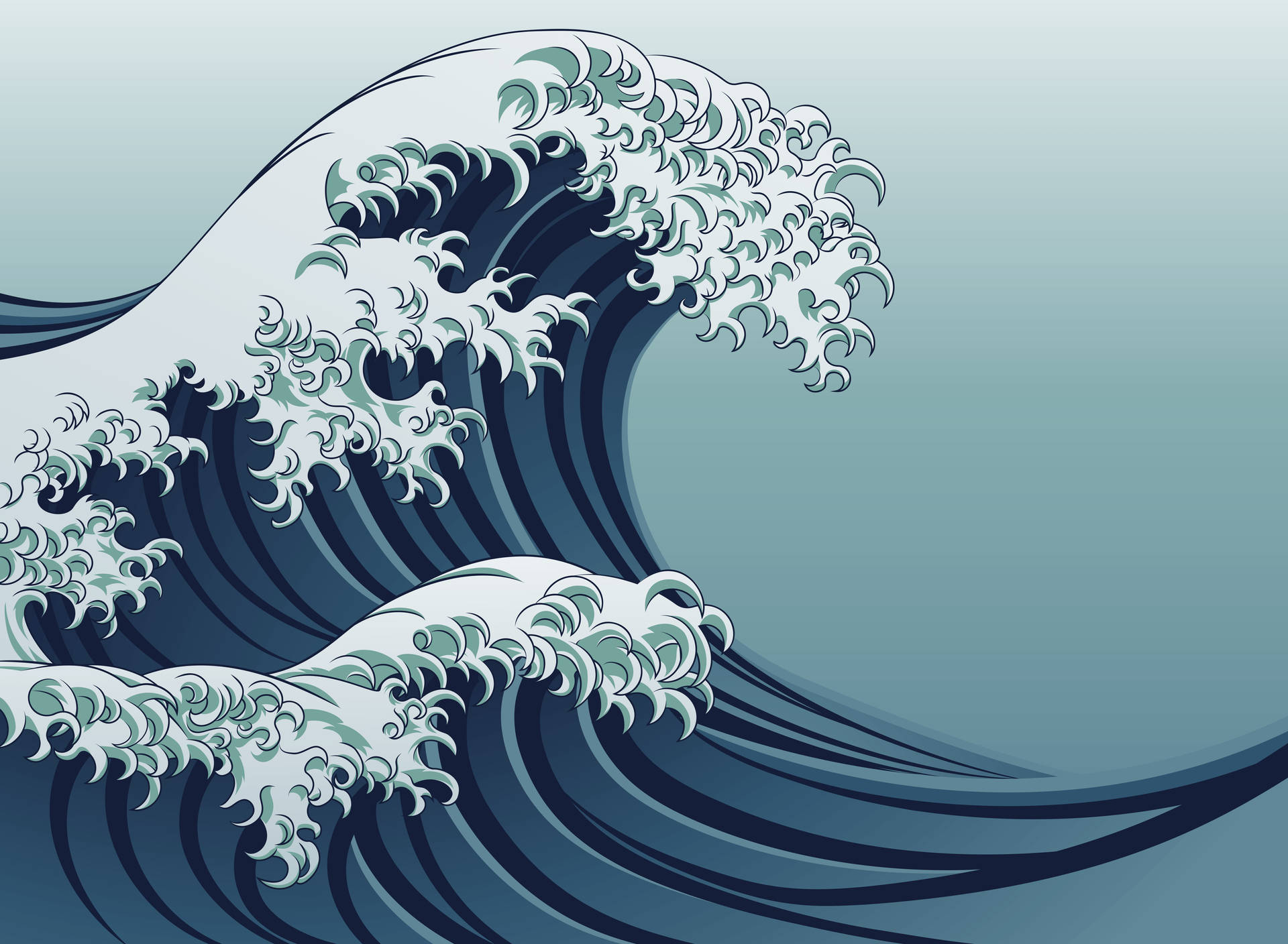 Japanske Bølger Vektor Kunst Wallpaper