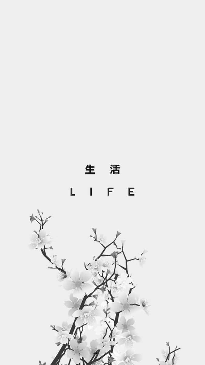Et sort og hvidt billede af et træ med ordet liv over det Wallpaper