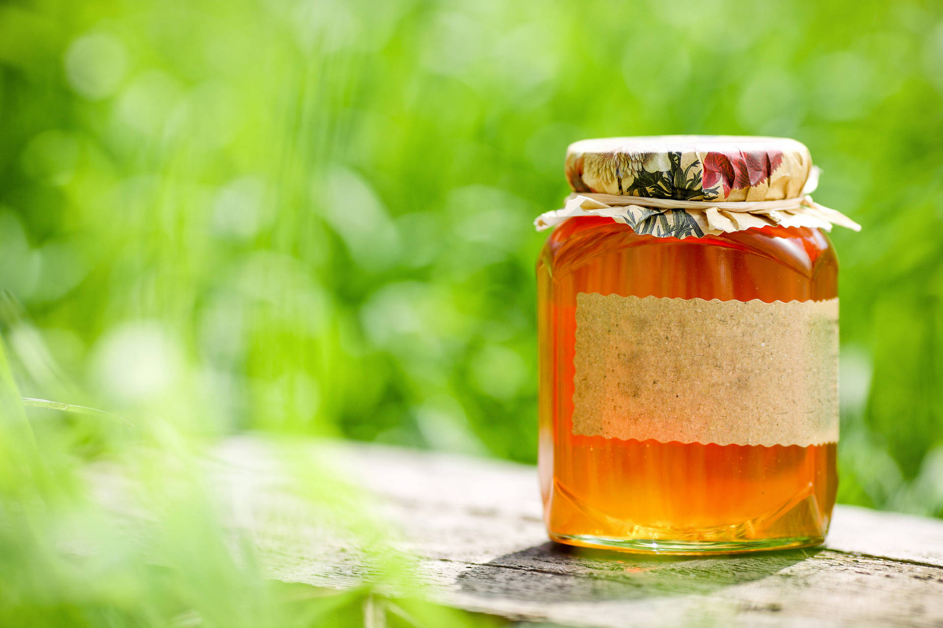 Jar Of Fresh Honey On Plank Wallpaper
