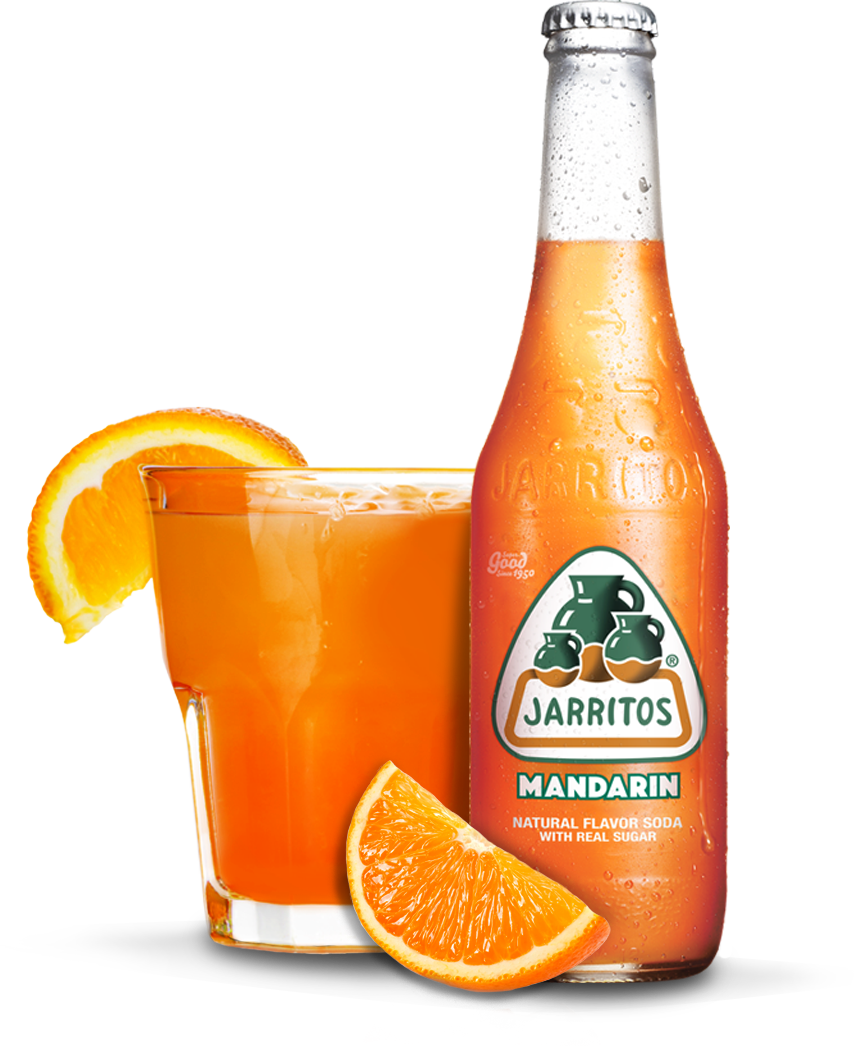 Jarritos Mandarin Soda Bottleand Glass PNG