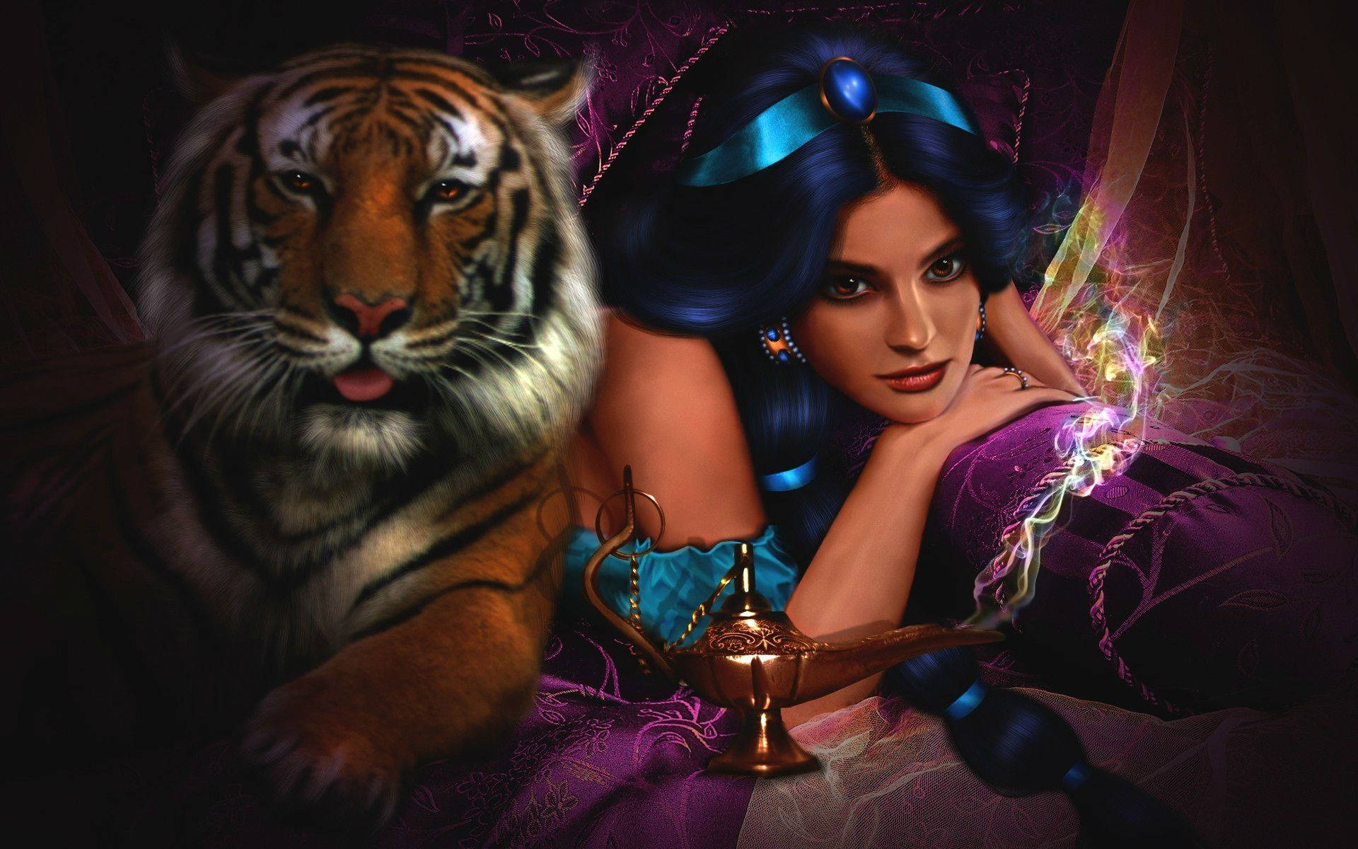 Jasmine & Rajah From Aladdin Wallpaper