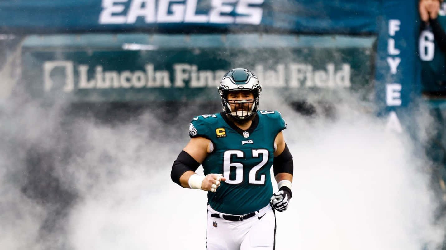 Jason Kelce in action during a football game Wallpaper