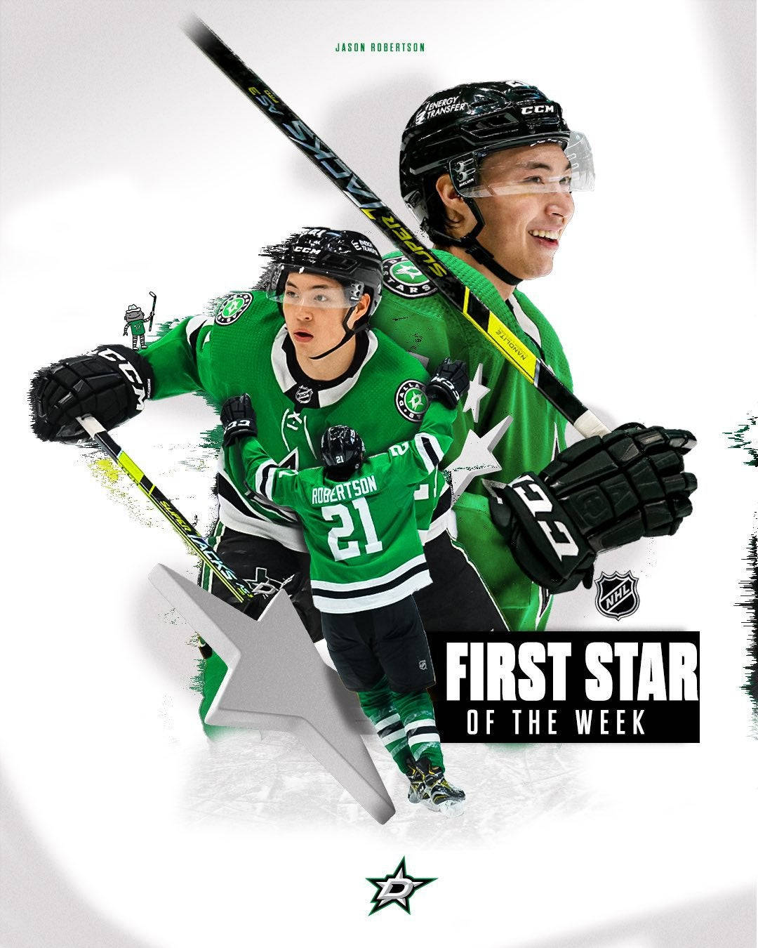 Jason Robertson celebrating as the first star of the week in Ice Hockey Wallpaper
