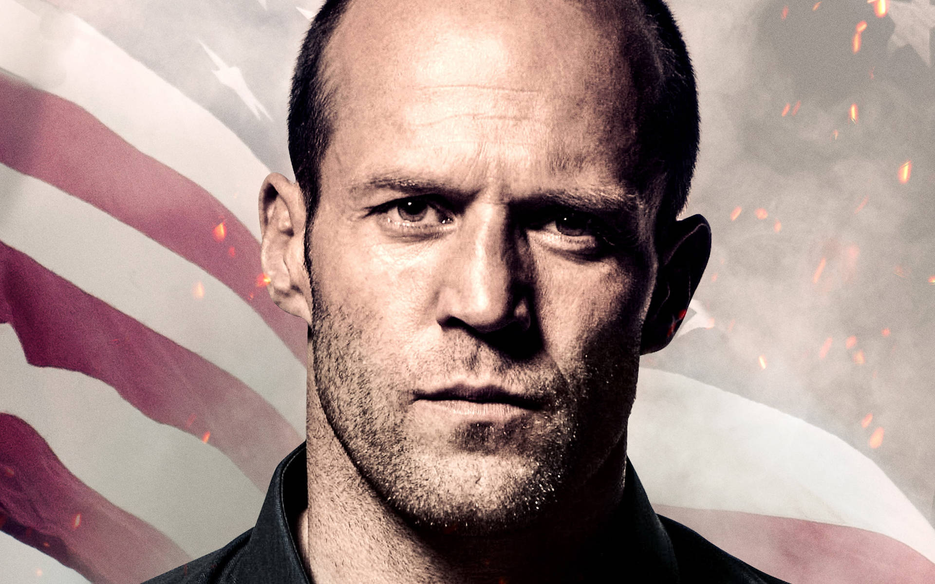 Jason Statham In American Flag Background