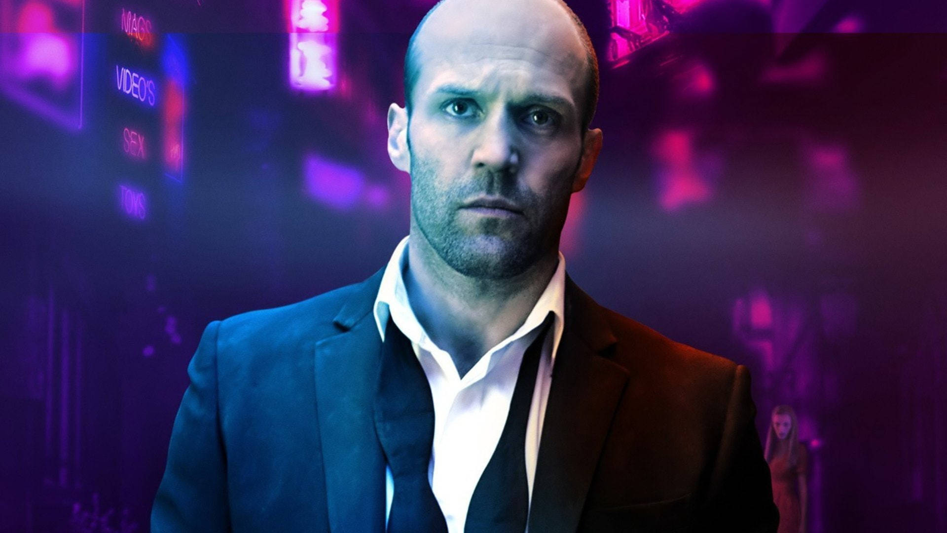 Jason Statham In Neon Aesthetic Background