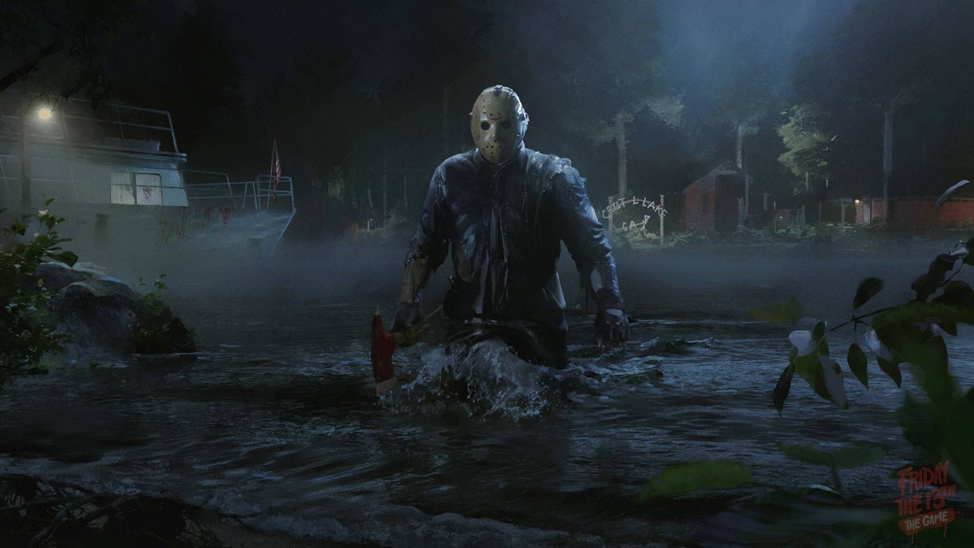 Jason Voorhees On The Water Background