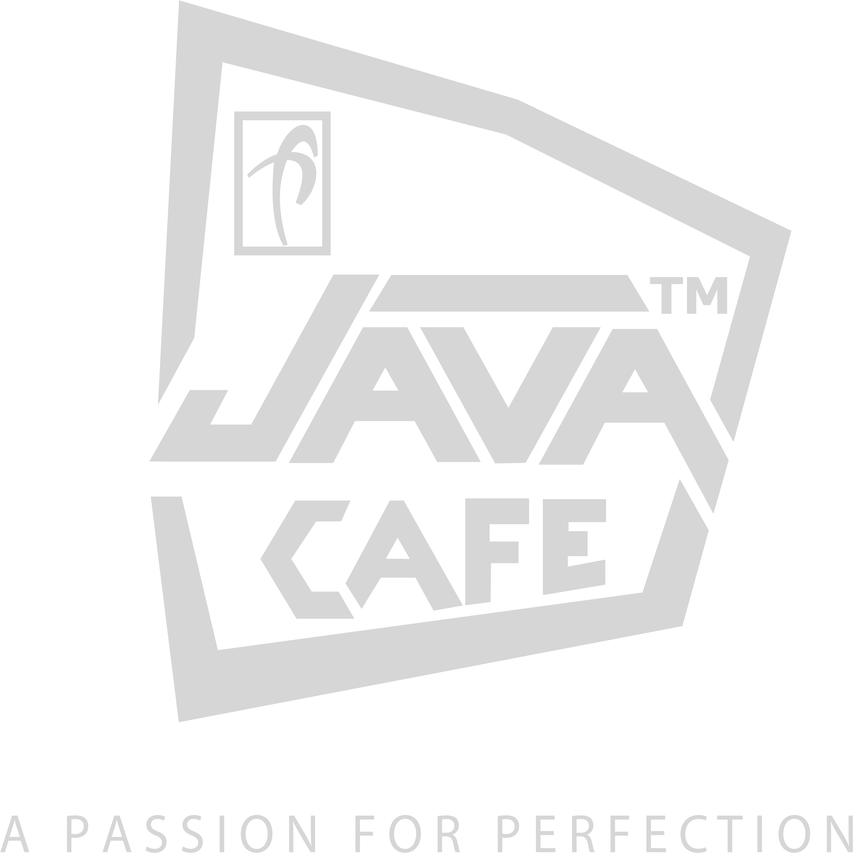 Java Cafe Logo Transparent Background PNG — A sleek monochrome logo for Java Cafe featuring stylized text and a coffee bean icon within a geometric frame.