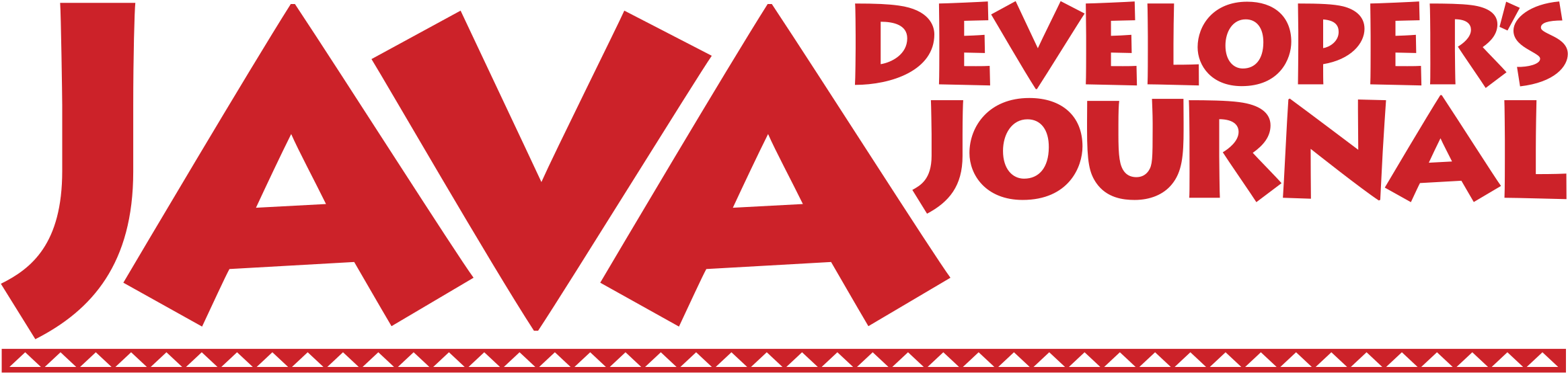 Java Developers Journal Logo PNG — Bold red text reads Java Developer's Journal against a black background with a red triangular border.