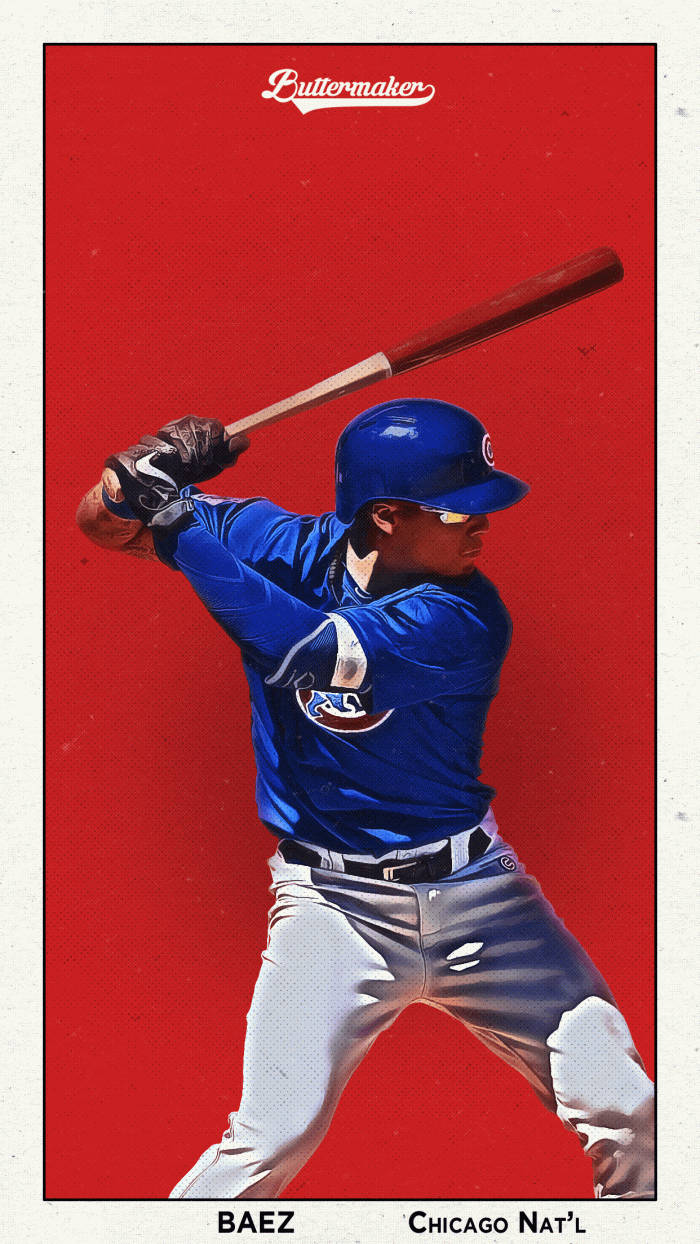 Download Javier Baez With Baseball Bat Wallpaper