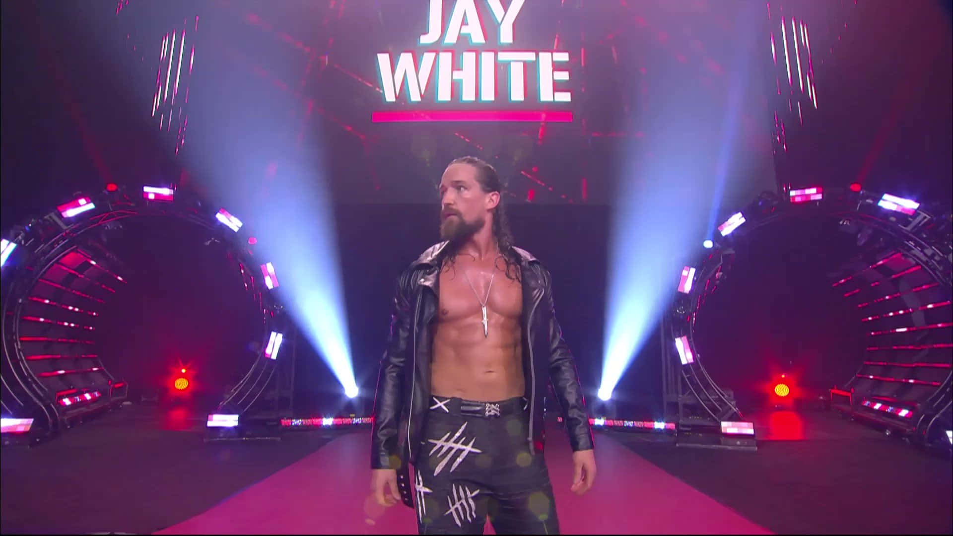 Jay White Walks Into Aew Rampage Stage Background