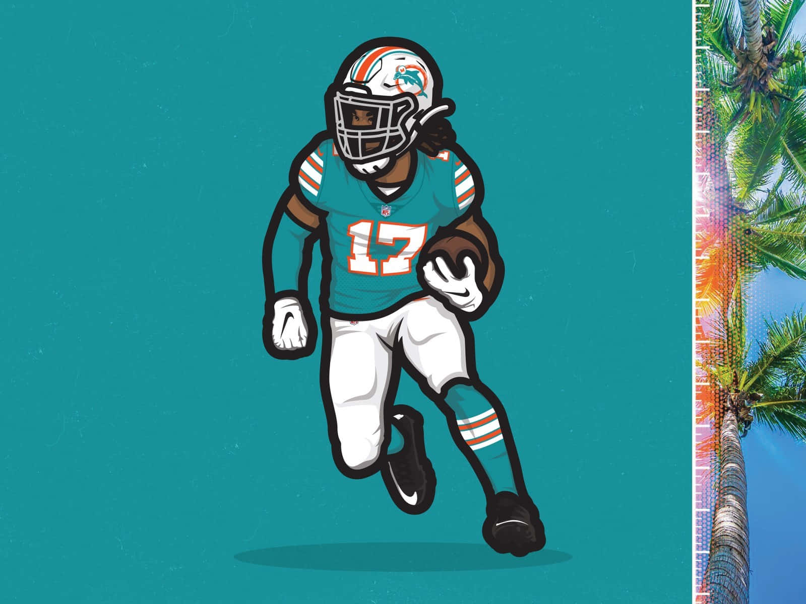 Jaylen Waddle Miami Dolphins Illustratie Achtergrond