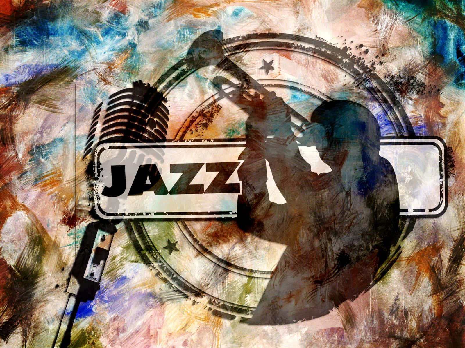 Jazzmusik Logo Mit Einem Mikrofon Und Einer Trompete.