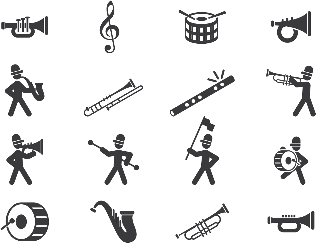 Jazz Instrumentsand Musicians Pattern PNG