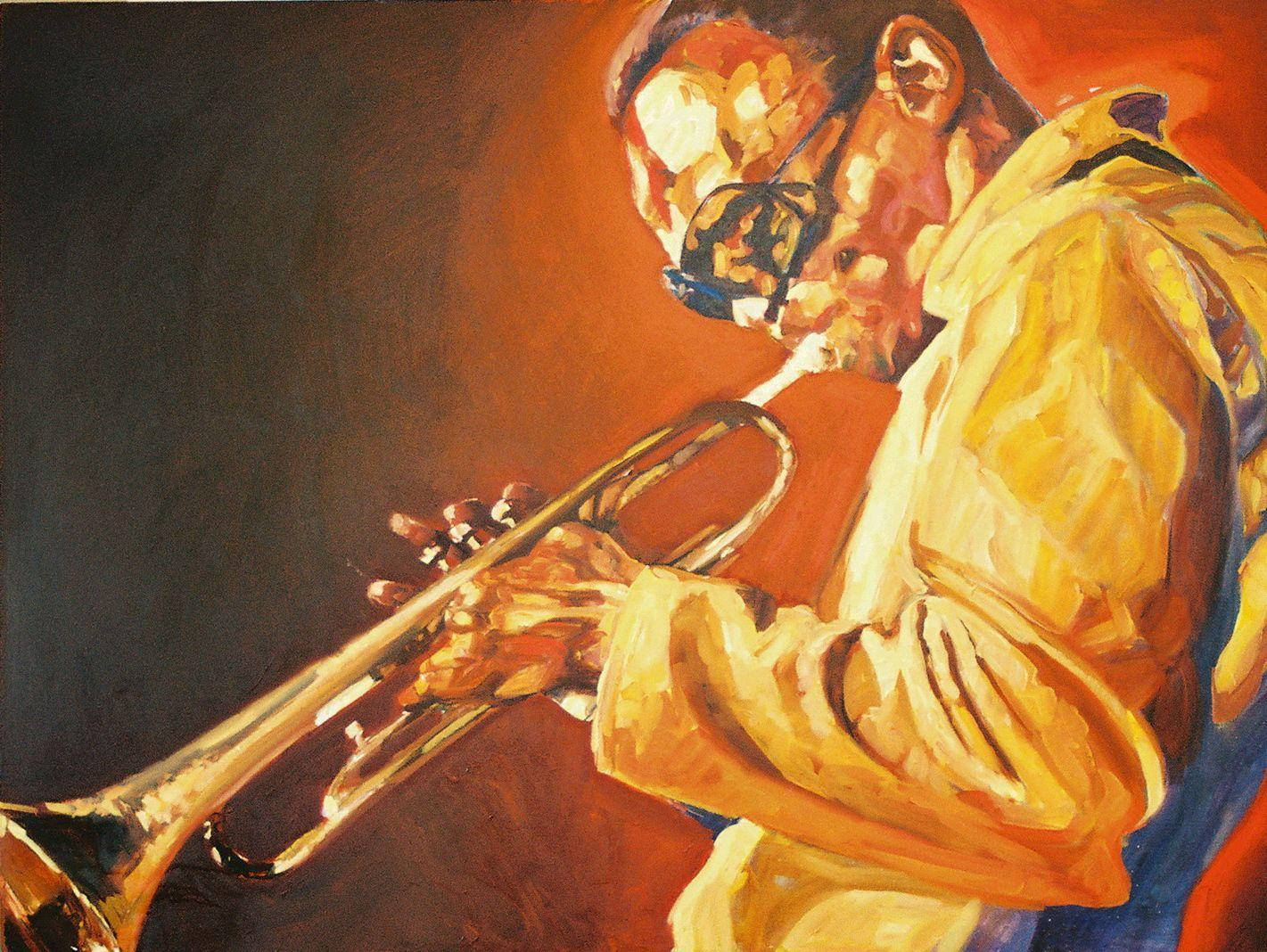Jazzmusiker Miles Davis levende motiv prikker væggen med glæde. Wallpaper
