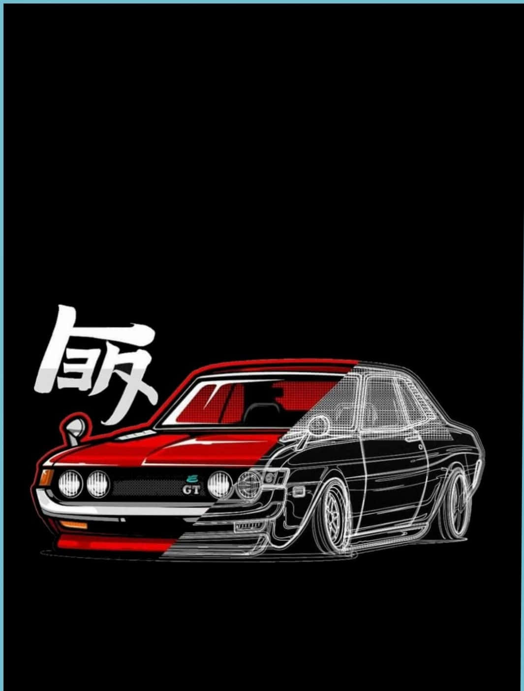 Jdm Art Retro Car Black Red Wallpaper