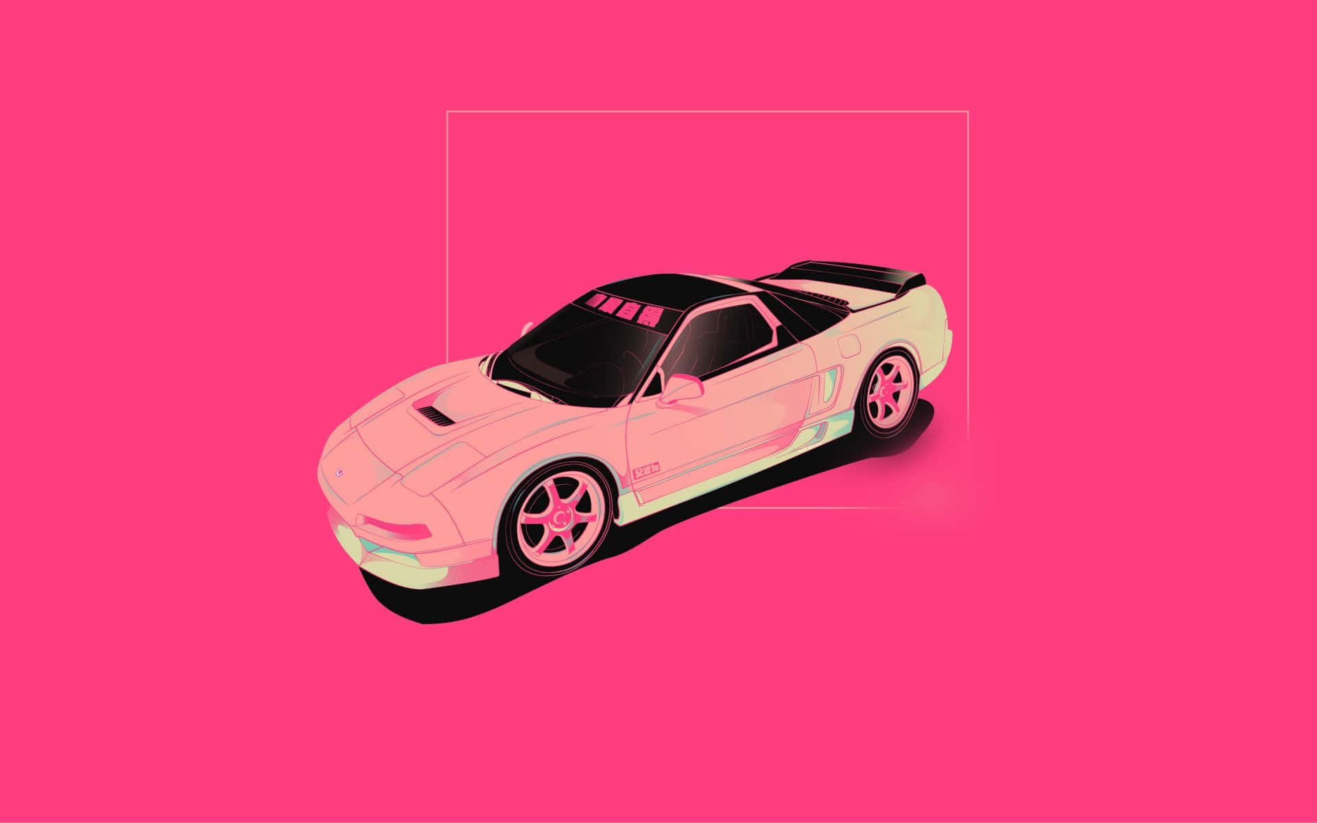 En pink bil på en pink baggrund Wallpaper