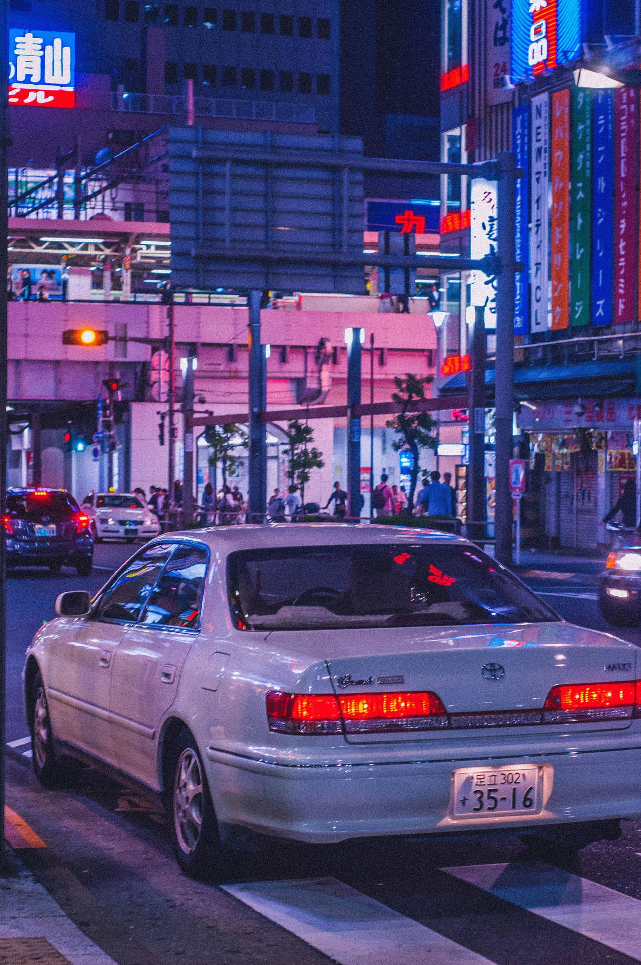 Autojdm In Una Città Notturna Di Estetica Sfondo
