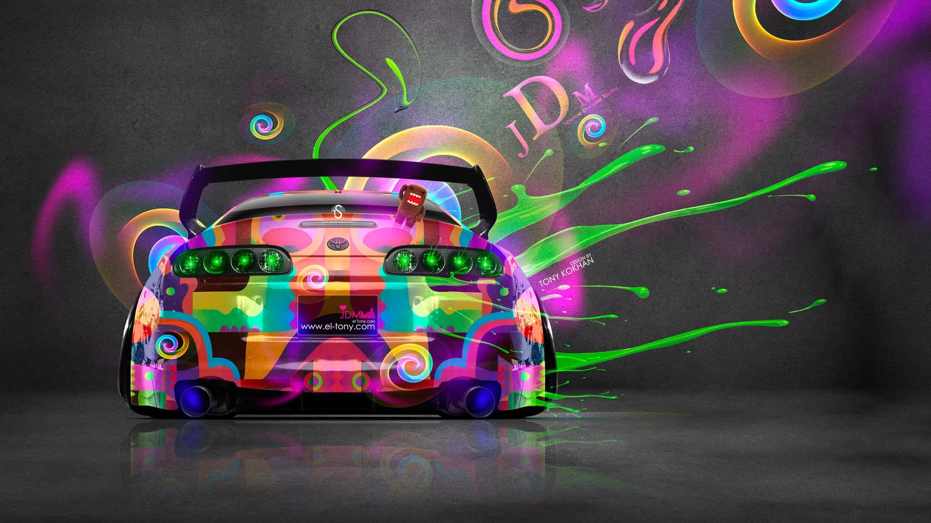 Enfärgglad Bil Med Färgglad Målning På Den Wallpaper