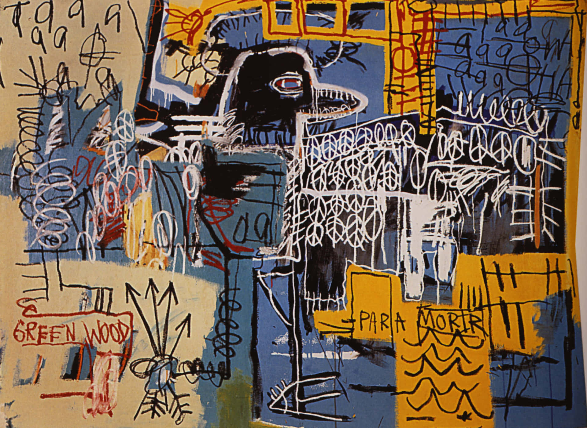 Jeanmichel Basquiat Gemälde- Jean-michel Basquiat Kunstwerk Wallpaper