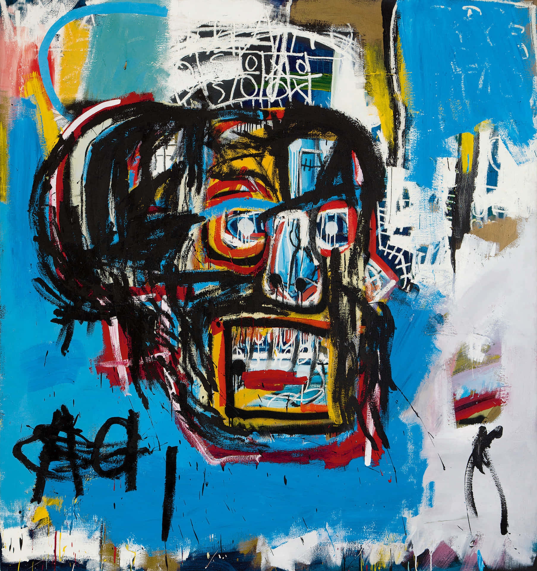 Jean-Michel Basquiats unikke, levende kunstværk pryder denne tapet. Wallpaper