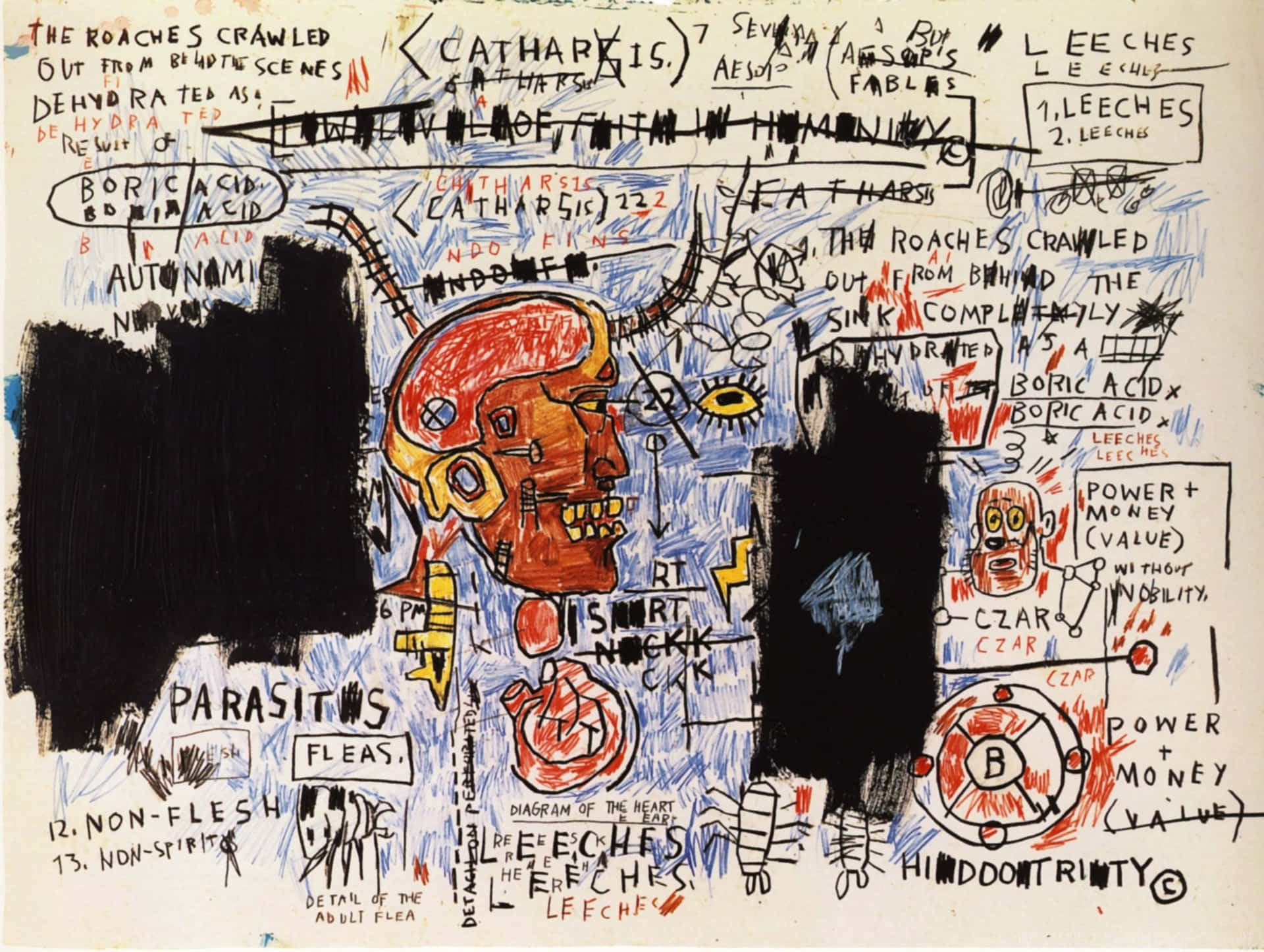 Jean Michel Basquiats kunstværker giver energi til enhver rum. Wallpaper