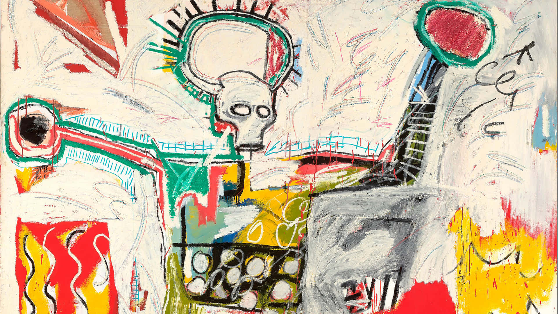 Endigital Återskapning Av Ikoniska Porträttet Av Jean-michel Basquiat. Wallpaper