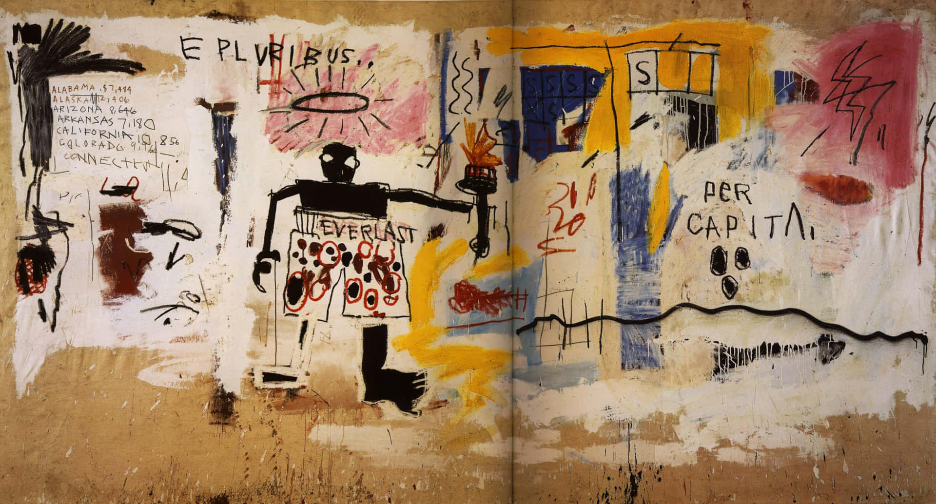 Jeanmichel Basquiat Posando En Su Estudio De La Década De 1980 Fondo de pantalla