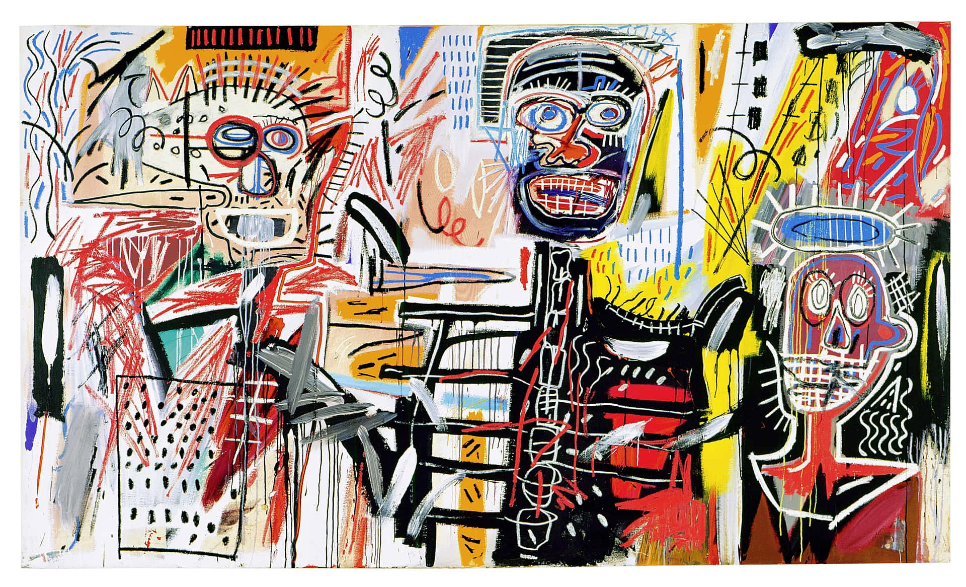 Jean-Michel Basquiat painting in a Brooklyn studio Wallpaper