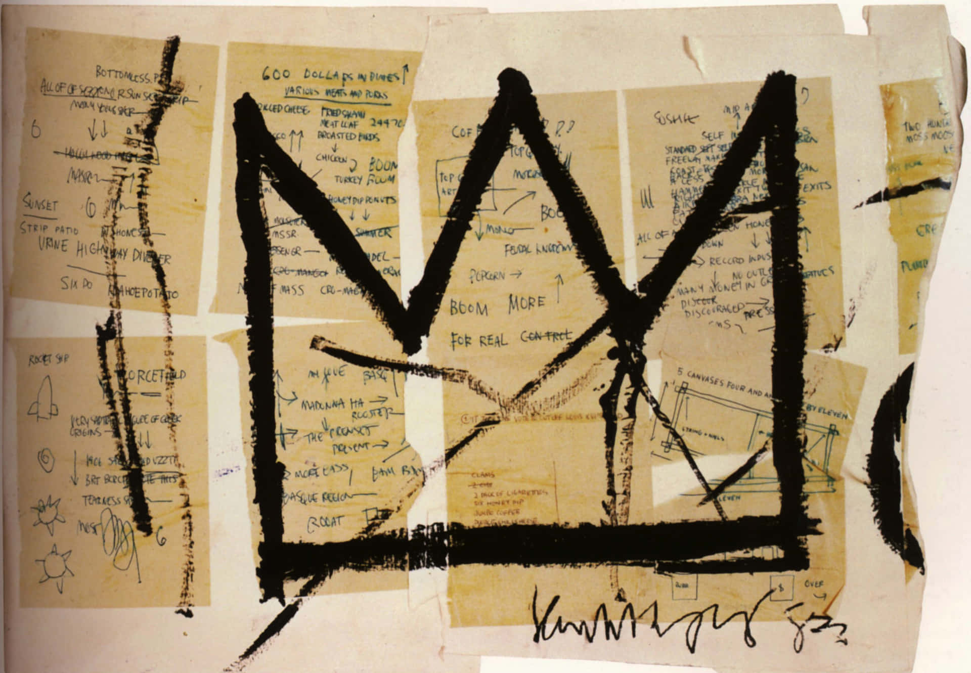 Jeanmichel Basquiat-målning Vid Sin Staffli. Wallpaper
