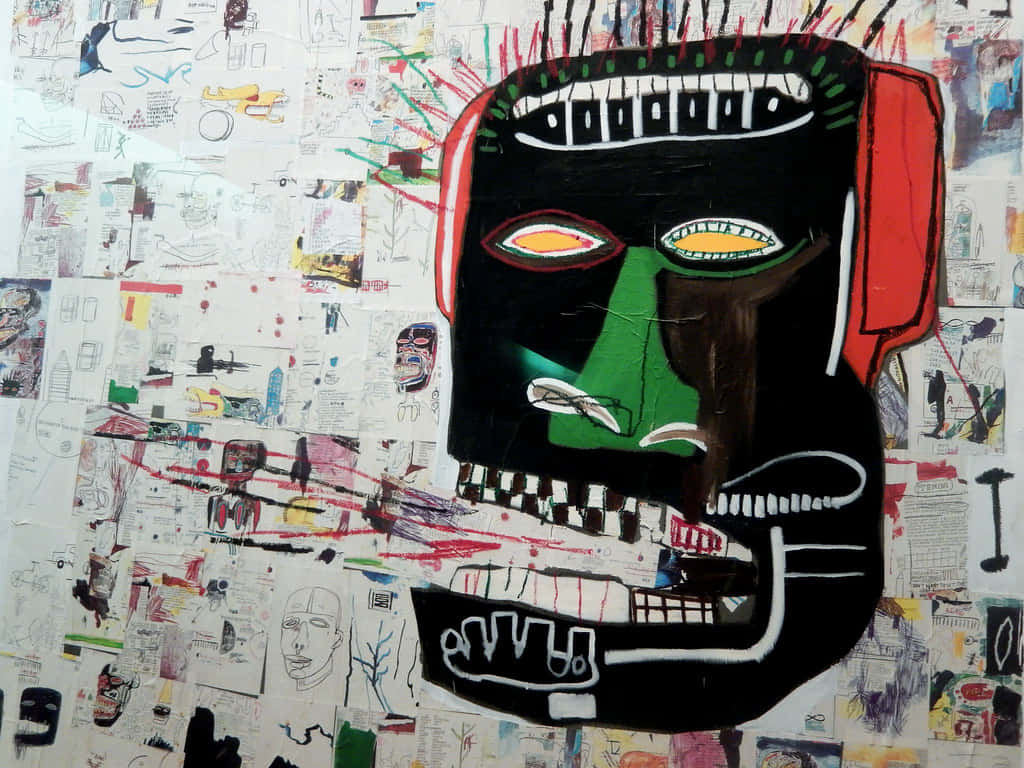Maleri af Jean Michel Basquiat Graffiti-tapet af Glenn Maleri Wallpaper