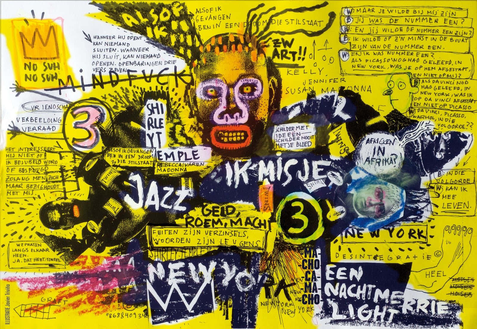 A portrait of the late artist Jean-Michel Basquiat. Wallpaper