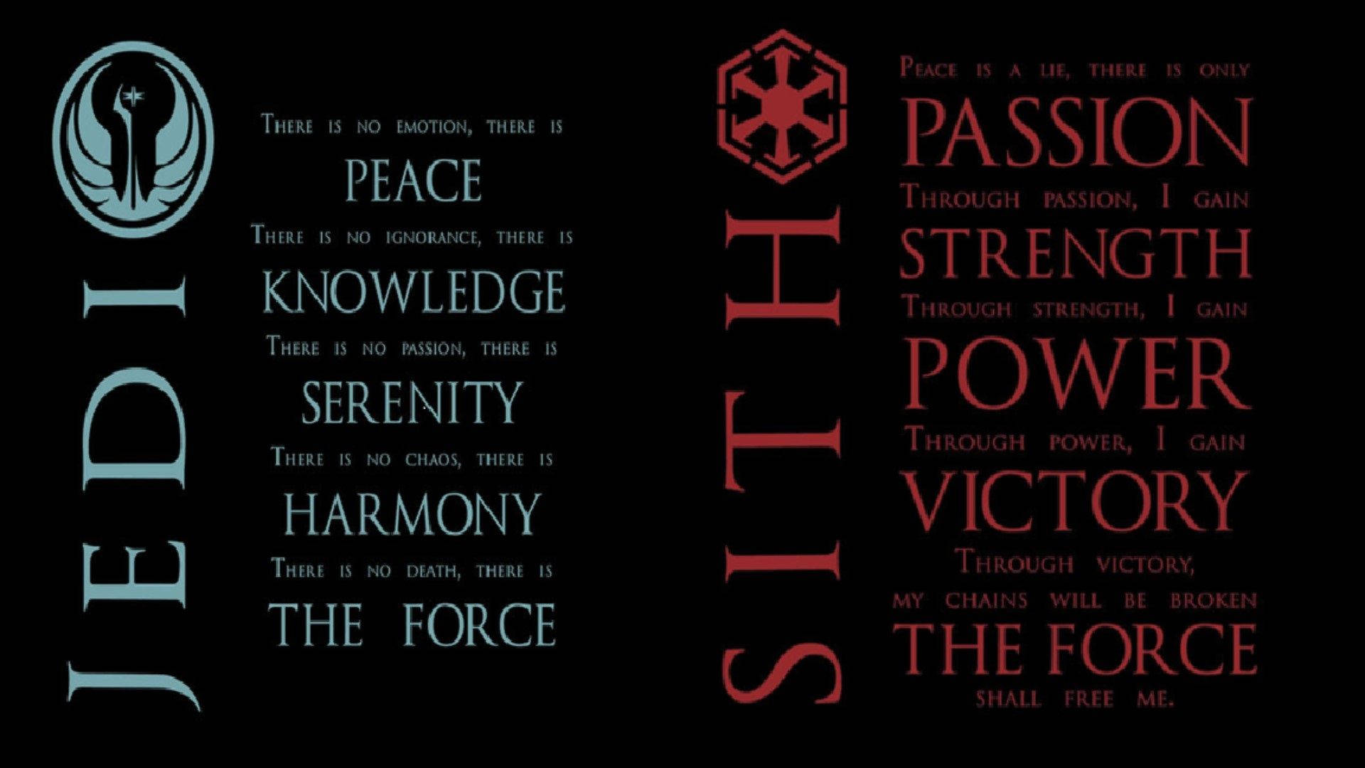 "Be mindful of the powerful influence of the Force." Wallpaper